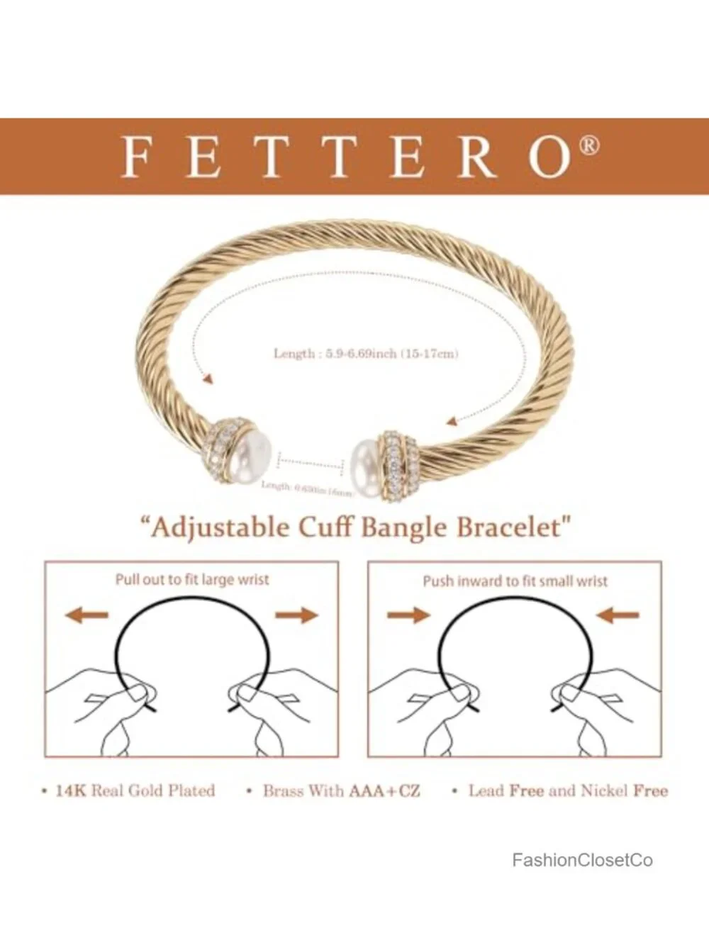 14K Gold Plated Open Cuff Bangle Bracelet Adjustable Twisted Cable Dainty